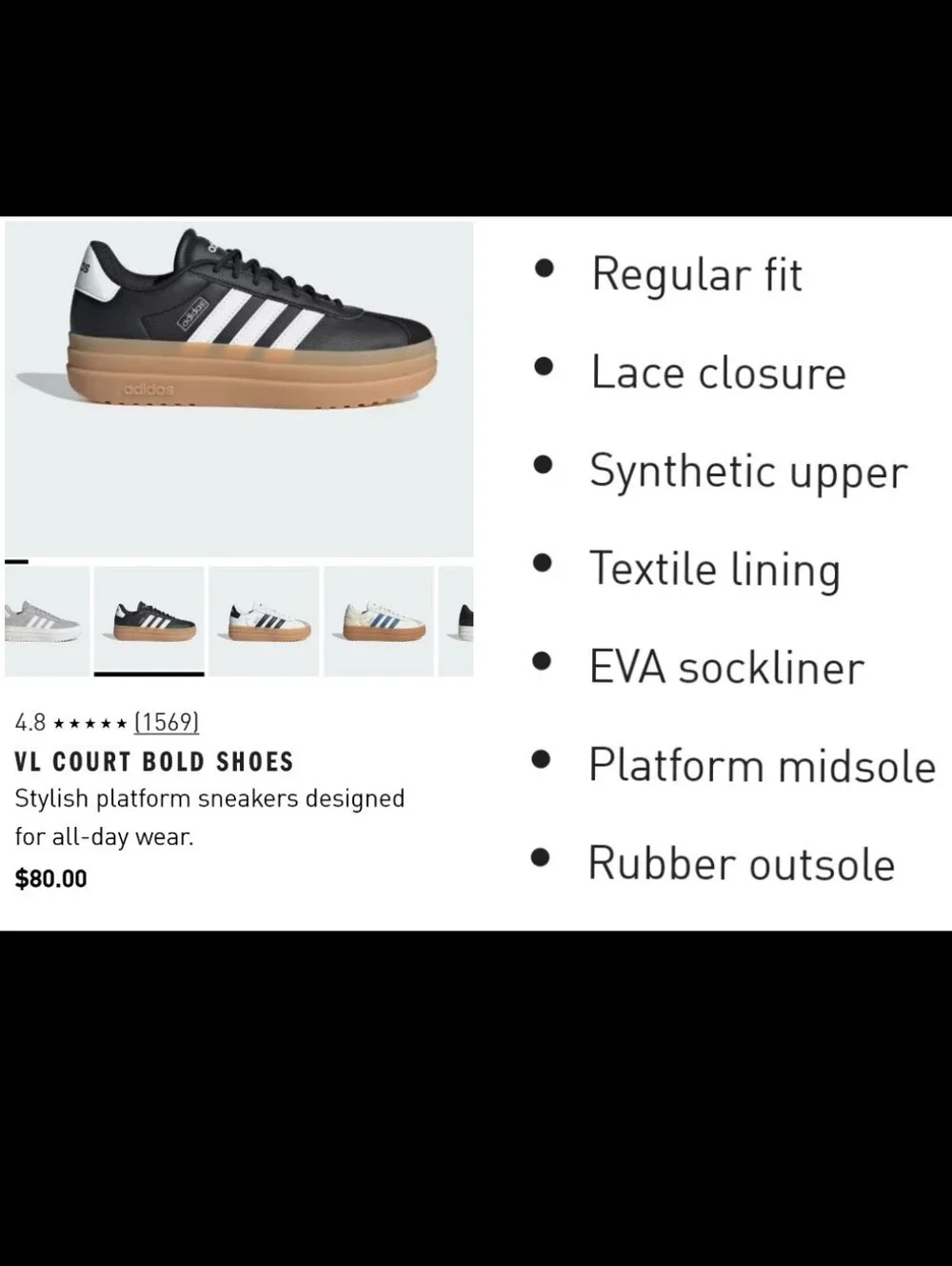 🆕 Women's SIZE 8.5 Adidas VL Court Bold Platform Sneakers